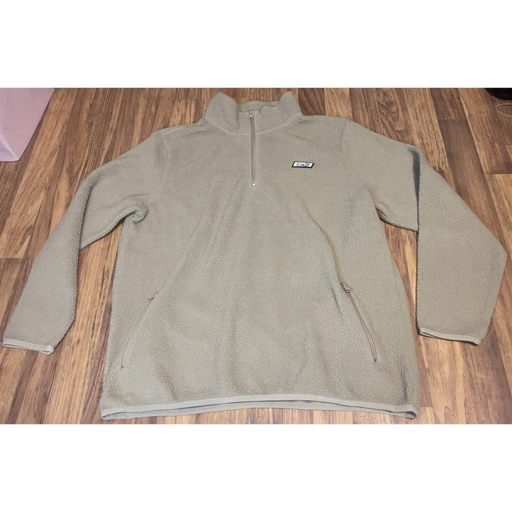PacSun Jacket Mens Large Beige Fleece 1/4 Zip Anorak Pullover Pockets Sherpa